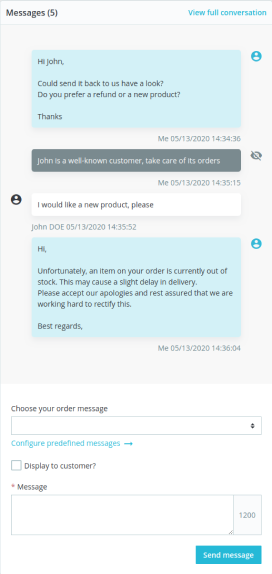 Order's messages